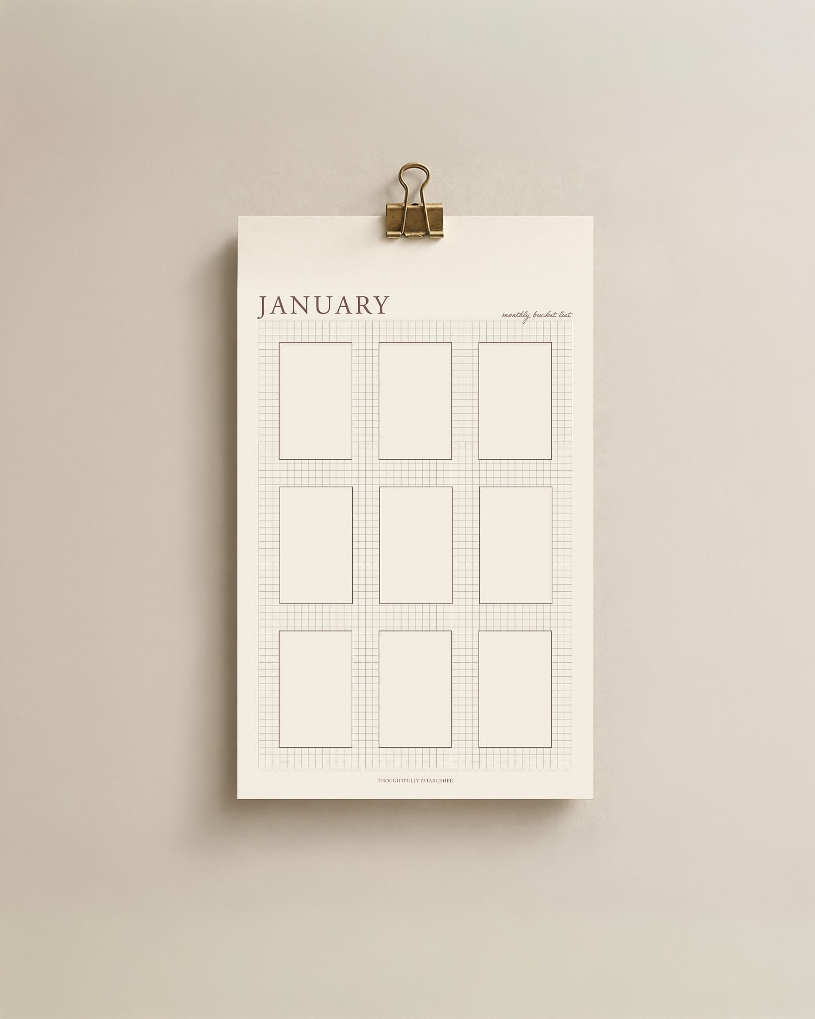 Blank Monthly Bucket List Calendar